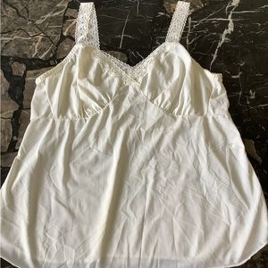 Vintage shadowline beige nylon lace shoulder camisole size 40